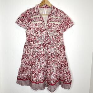 Anthropologie Georgina Tiered Shirtdress Floral Boho Short Sleeve Womens Small